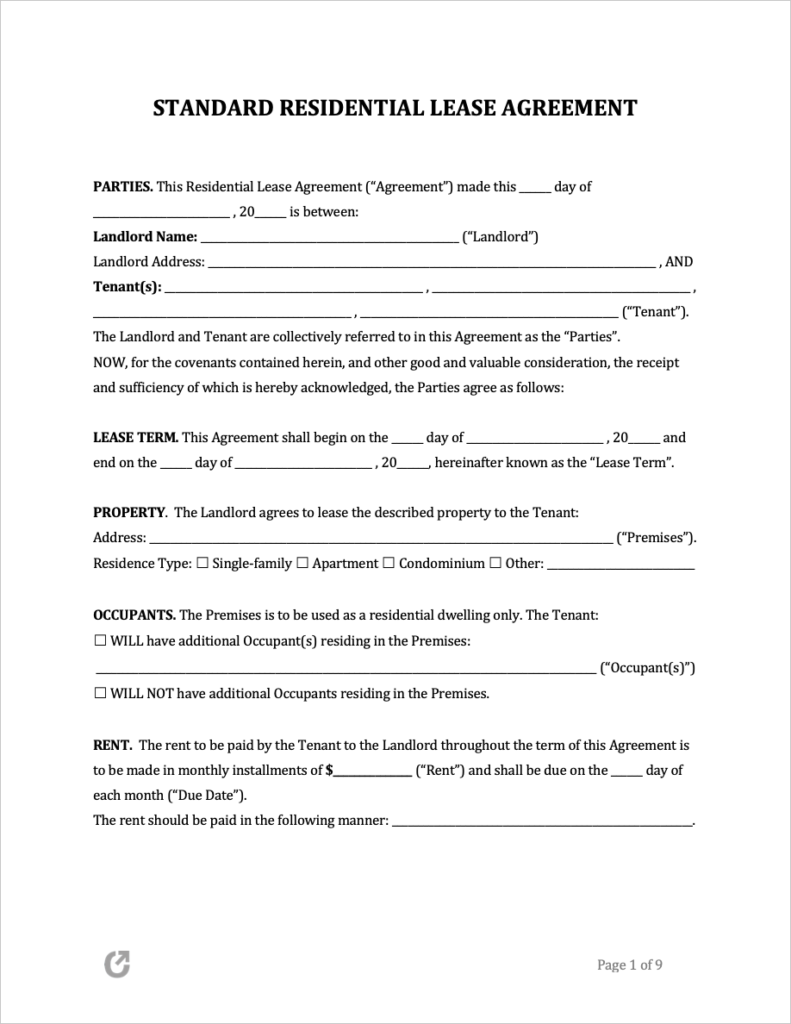 Standard-Residential-Lease-Agreement-pdf-doc-fillable