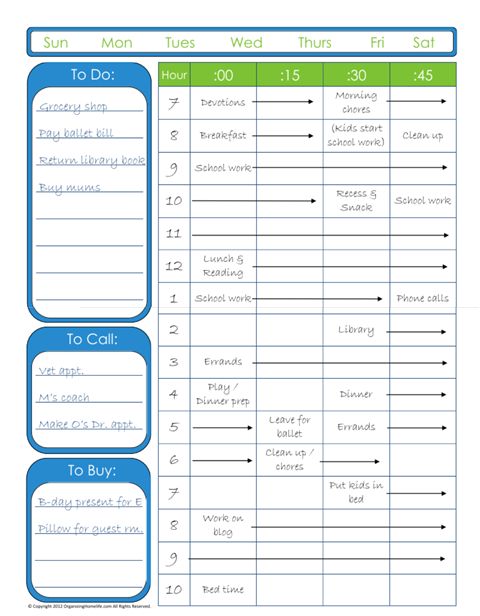 Time Management Chart Printable