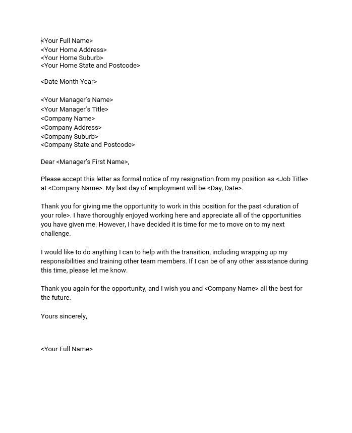 Resignation Letter Templates Ryan S Marketing Blog